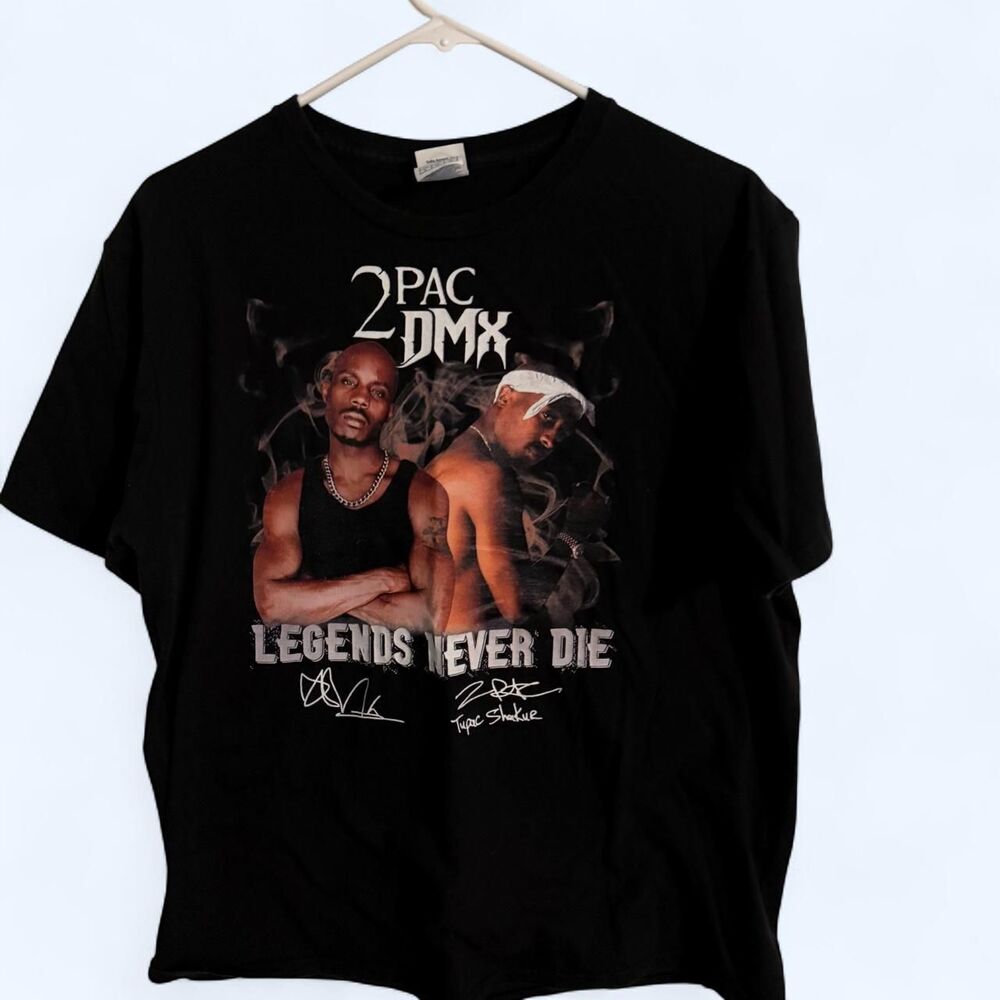 Delta Soft Tee Men L Black 2Pac DMX Hip Hop Graphic Rap Shirt